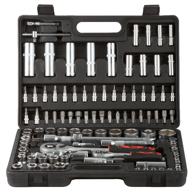 Набор инструмента автомобильный Курс 65205, 108 шт., CrV 1/2"+1/4"
