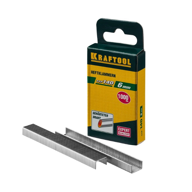 Скобы Kraftool 31680-06 тип 140, 6 мм, супертвердые, 1000 шт в Переславле
