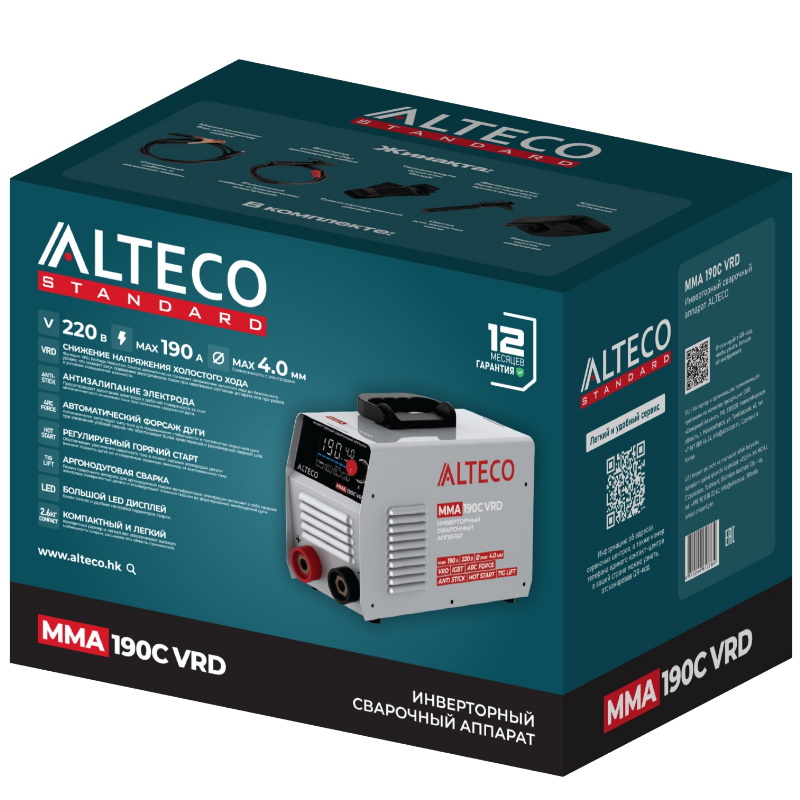 Сварочный аппарат инверторный Alteco MMA-190С VRD 70221