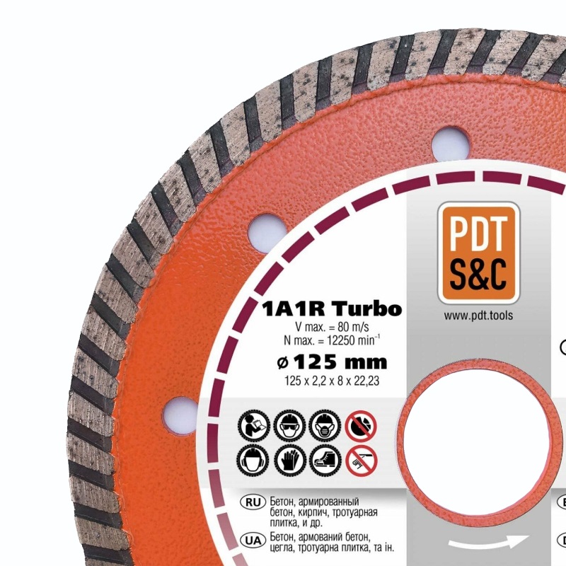 Круг отрезной алмазный PDT Turbo Universal 1А1R (125х2.2х8х22.2 мм) 810200TUNVu в Твери