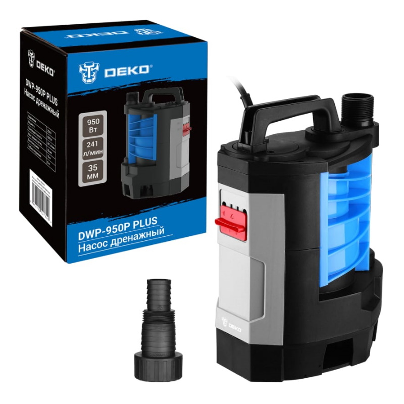 Насос дренажный Deko DWP-950P PLUS 076-0541 (грязевая, 2 режима, 220В, 950Вт, пластик) в Череповце