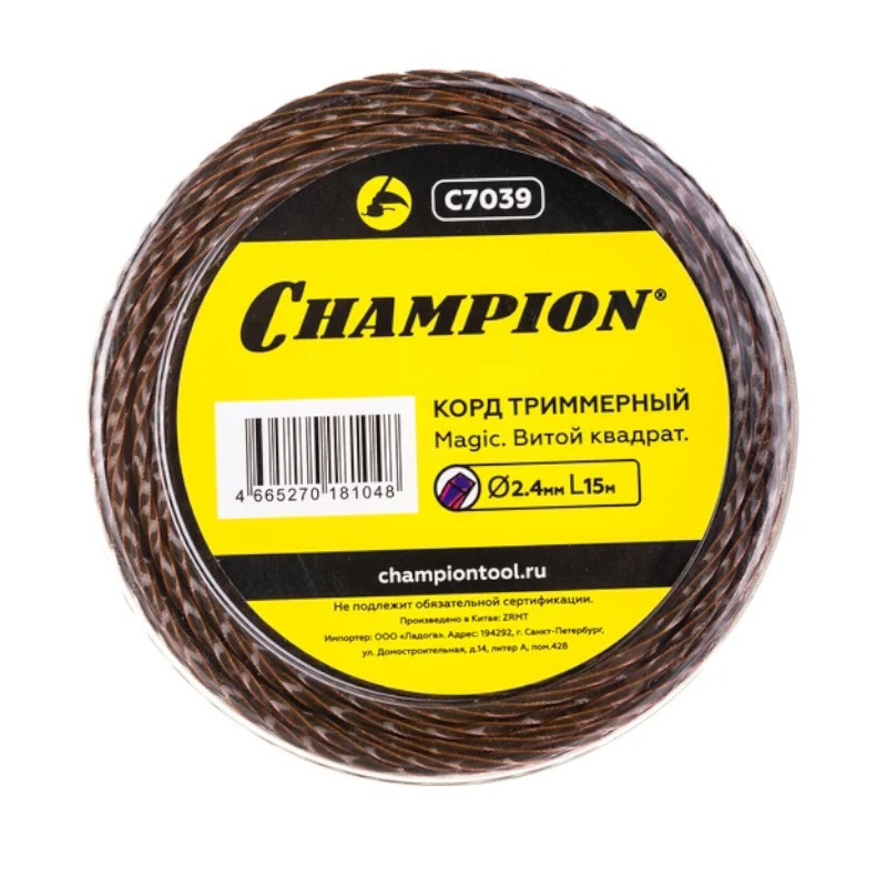 Корд триммерный Champion Magic C7039, 2.4мм*15м, витой квадрат  в Кинешме