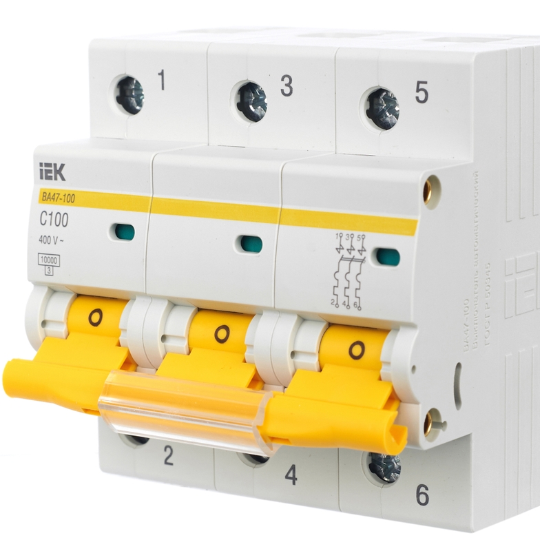 Автоматический выключатель IEK KARAT ВА47-100 MVA40-3-063-C, 3P C 63А 10кА