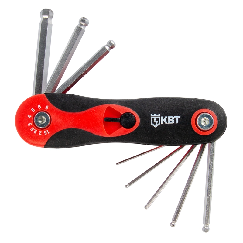 Набор раскладных шестигранных ключей с шаром в рукоятке КВТ НТК-Ш-08 80957 548₽