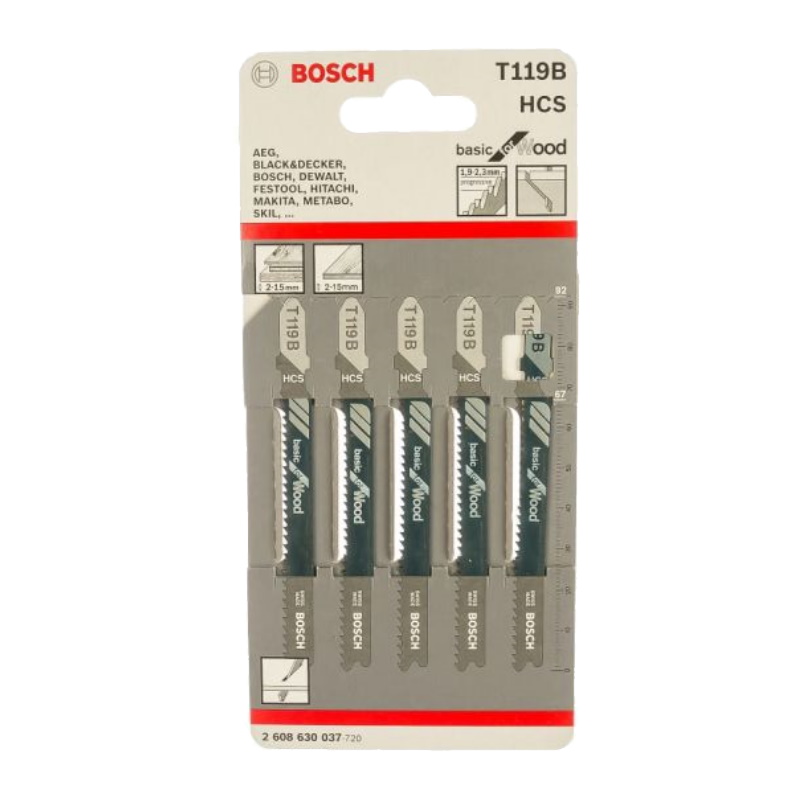 Пилки для лобзика Bosch 2.608.630.037 (T119B, HCS, 5 шт.) в Муроме