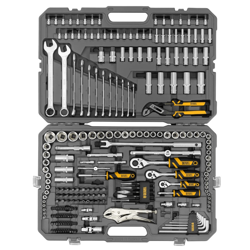 Набор инструментов Denzel 15808, 1/2", 3/8", 1/4", CrV, S2, пластиковый кейс, 232 предмета  в Иваново