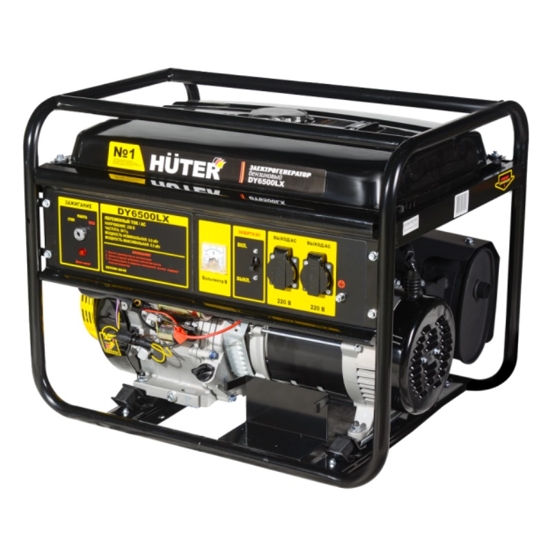 Газовый генератор для дома Huter DY6500LX (электростартер, номинальная мощность двигателя 5 кВт)