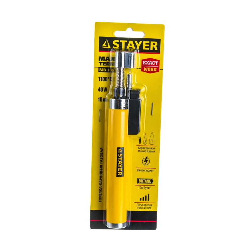 Газовая горелка-карандаш  Stayer "MaxTerm", "MASTER" 55560, с пьезоподжигом, регулировка пламени, 1100С  в Иваново