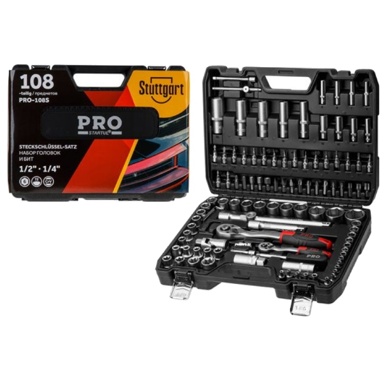 Набор головок и бит Pro Startul Stuttgart PRO-108S, 108 предметов, 1/4", 1/2" в Переславле