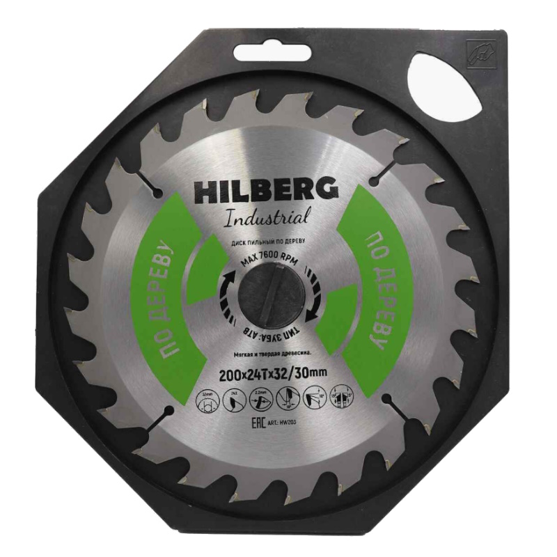 Диск пильный Hilberg Industrial HW203, дерево, 200*32/30*24Т в Александрове