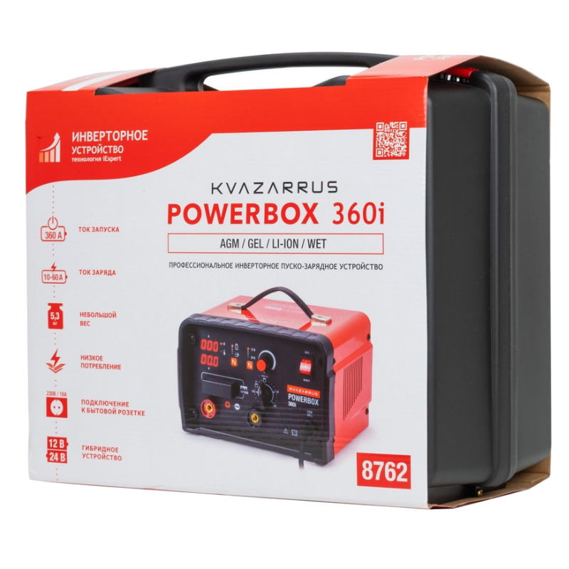 Инверторное пуско-зарядное устройство Kvazarrus PowerBox 360i 8762, таймер, пластиковый кейс в Угличе