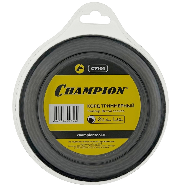 Корд триммерный Champion Ellipse Twist C7101 2,4мм*50м (витой эллипс) в Череповце