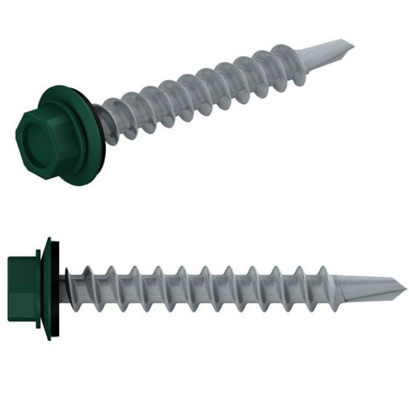 Саморез кровельный Starfix SM-31051-5000 55х19 мм цинк шайба с прокладкой PT3 RAL 6005 5000 шт в коробе 15999₽