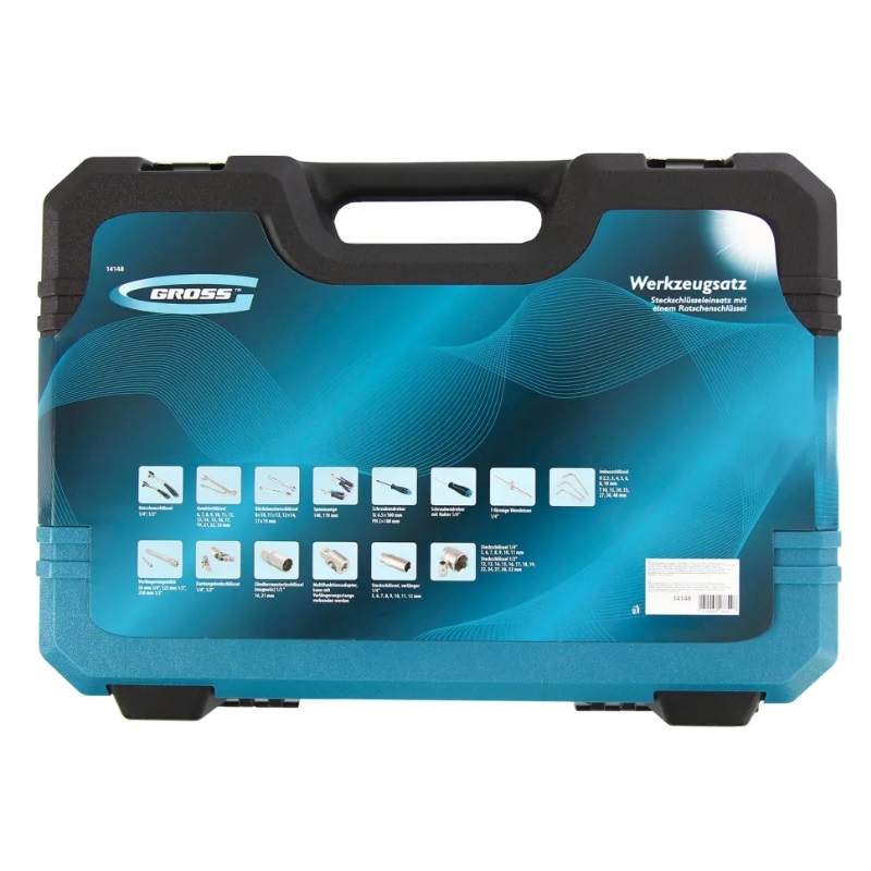 Набор инструментов Gross 14148, 1/4", 1/2", CrV, 120 зубьев, 78 предметов, кейс