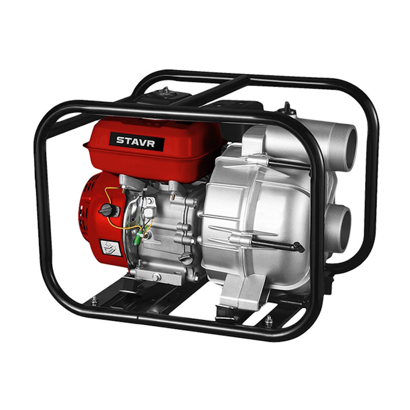 Мотопомпа бензиновая Ставр SMP 80DW 9070600106, D=80мм, для грязной воды, 4т ДВС 212см³, 6620Вт (9 л.с), 1100л/мин, глубина 8м, напор 25м