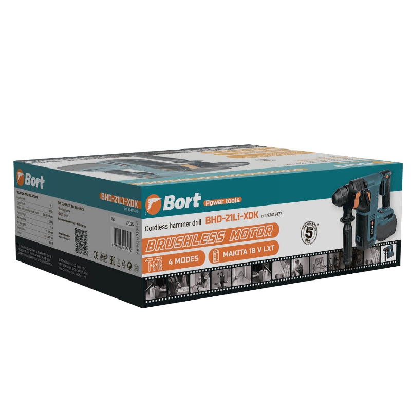 Перфоратор аккумуляторный Bort BHD-21Li-XDK 93413472, без АКБ и ЗУ в Александрове