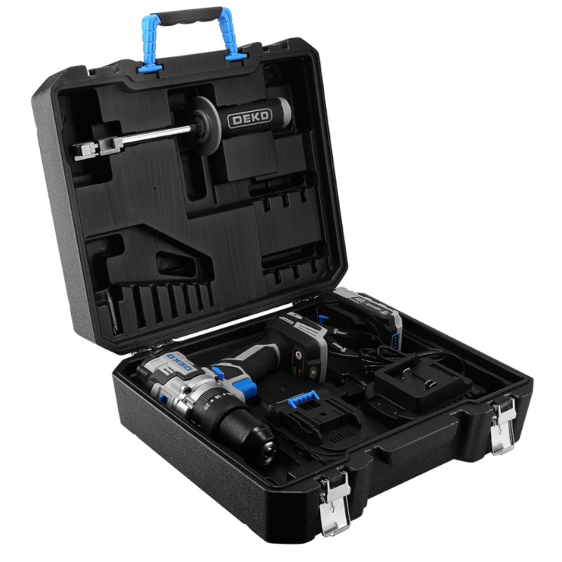 Дрель-шуруповерт Deko ZKCD20V PRO Impact 084-1034, аккумуляторная, ударная, бесщеточная, в кейсе, 20В, 135 Нм, 2x3.0Ач в Иваново