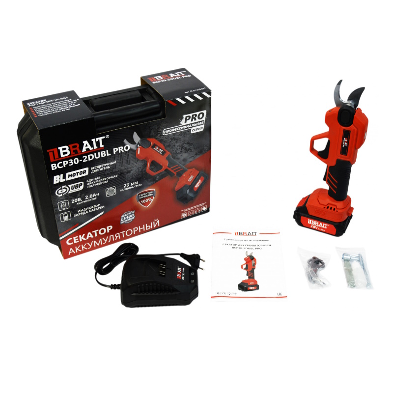 Секатор аккумуляторный Brait BCP30-2DUBL PRO 21.01.255.087 (АКБ 1.2АН, З/У 2.4А,20В) в Костроме