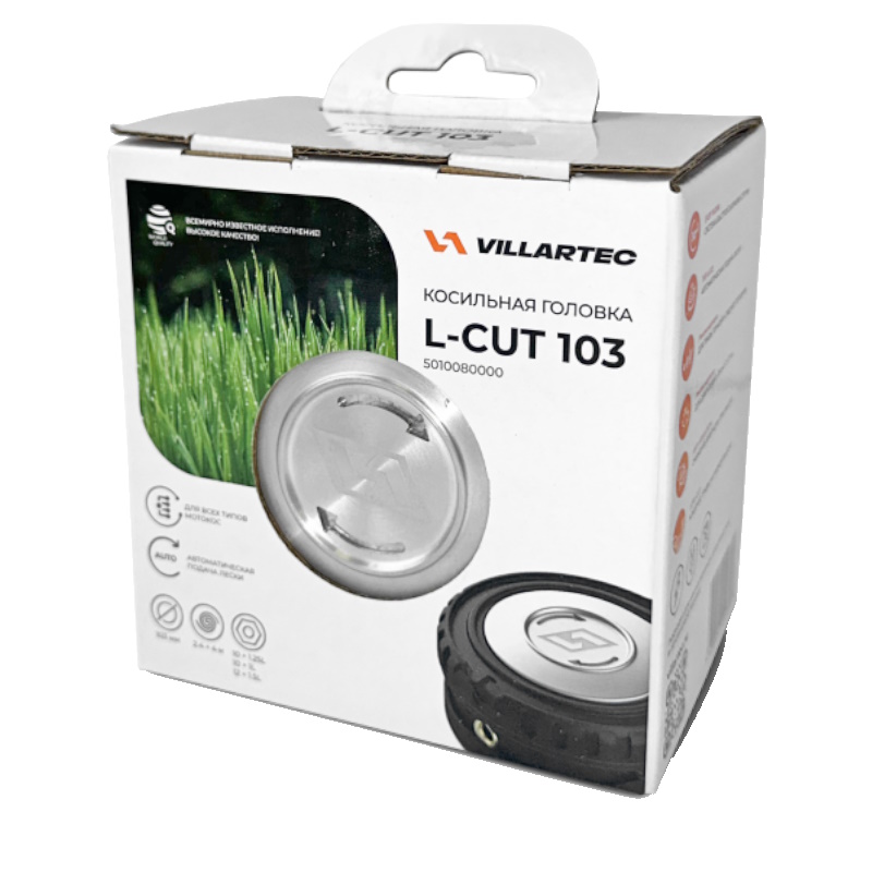 Головка триммерная Villartec L-Cut 103, нейлон, высота кошения 3,5 см (M10x1.25L M10x1L M12x1.5L) в Переславле