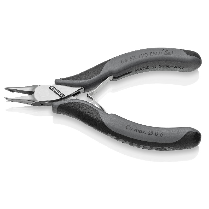Кусачки торцевые для электроники ESD Knipex KN-6462120ESD, маленькая фаска, узкие губки 65°, 120 мм, 2-комп антистатические ручки в Туле