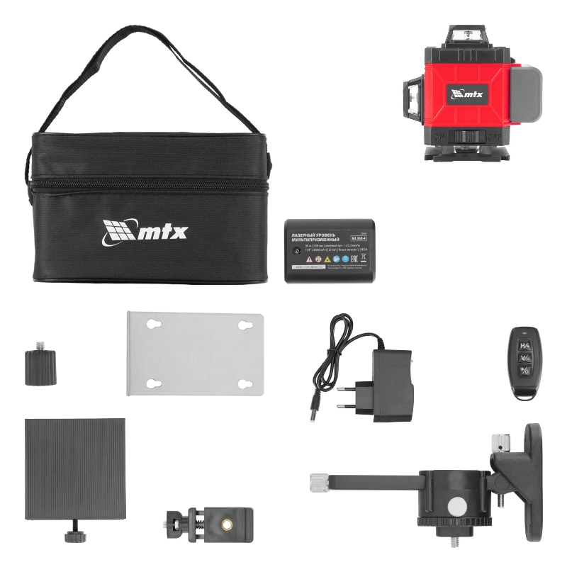 Лазерный уровень MTX ML 360-4 Basic SET 35084, м-призм.  30 м, зеленый луч, акк. Li 3000 мАч, сумка в Ярославле