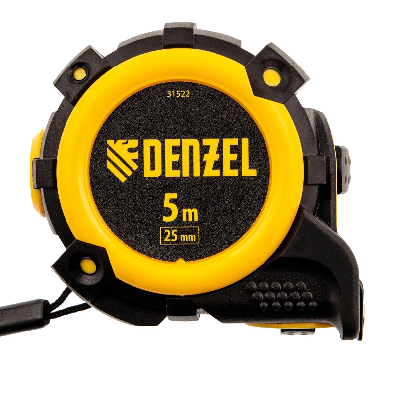 Рулетка Denzel 31522, 5м х 25мм, автоматич. фиксац., нейлон. покрытие, магнит. зацеп, двухстор. разметка в Иваново