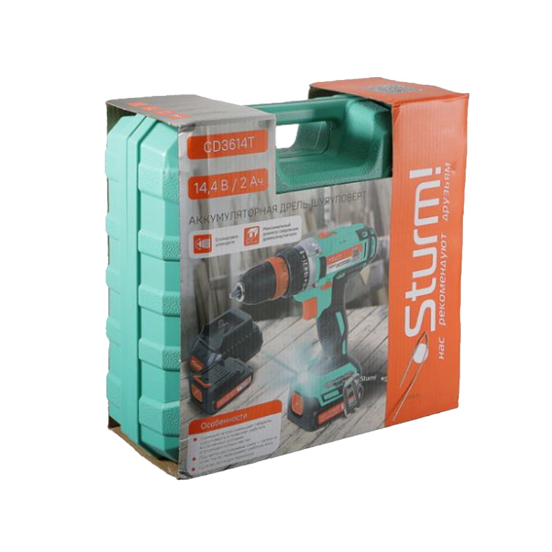 Дрель аккумуляторная Sturm! CD3614T, 14 В, 2х2.0 Ач, съемный патрон, кейс в Костроме