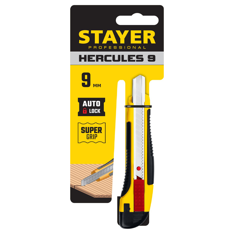 Нож Stayer HERCULES-9, 0903_z01 с автостопом, сегментированные лезвия 9 мм в Муроме