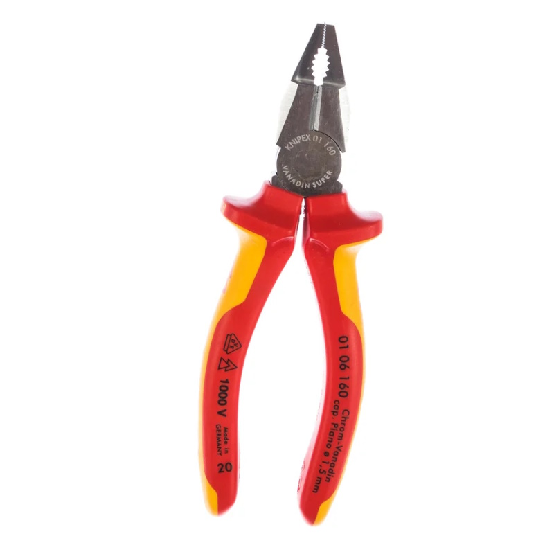 Плоскогубцы комбинированные Knipex KN-0106160, VDE для тяжёлых нагрузок, 160 мм, хром, 2-компонентные диэлектрические ручки в Кинешме