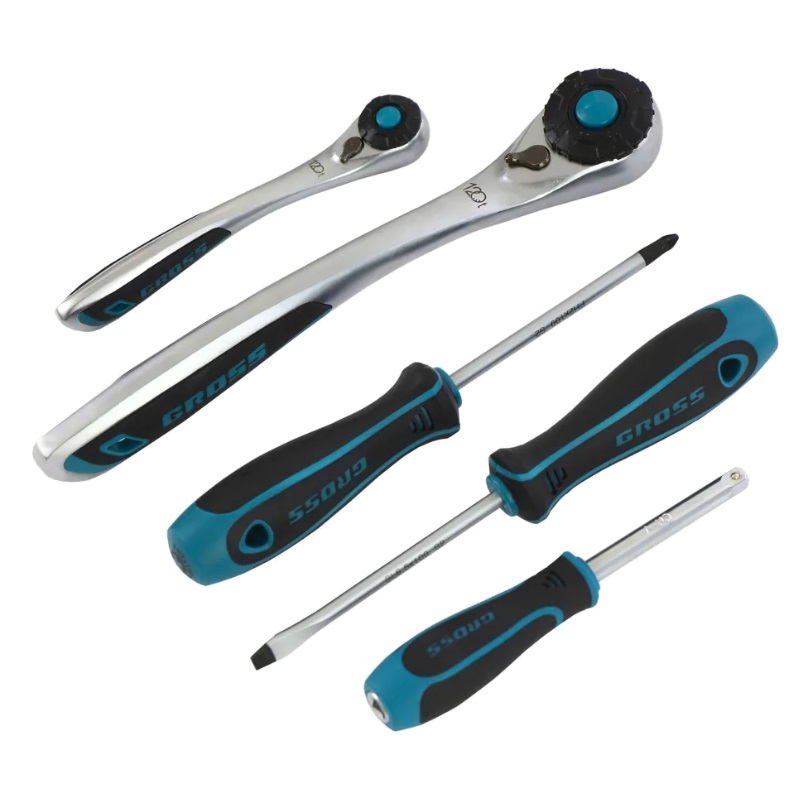 Набор инструментов Gross 14148, 1/4", 1/2", CrV, 120 зубьев, 78 предметов, кейс