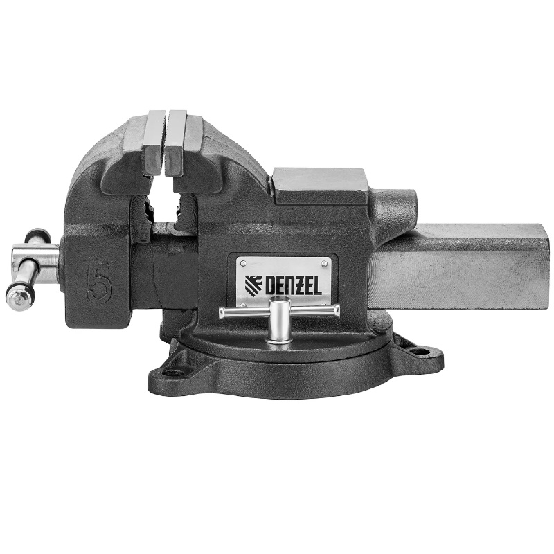 Тиски слесарные Denzel BVH-125 18684, 125 мм, поворотные, стальная направляющая, с наковальней в Иваново