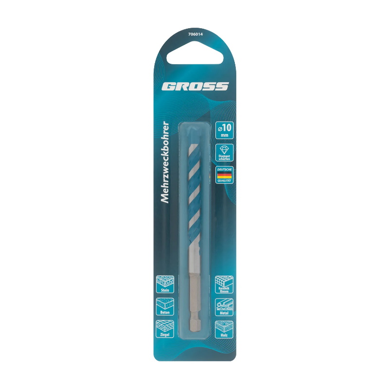 Сверло универсальное Gross Multipurpose 706014 PRO, 6-гр. хвостовик, 10мм  в Рыбинске