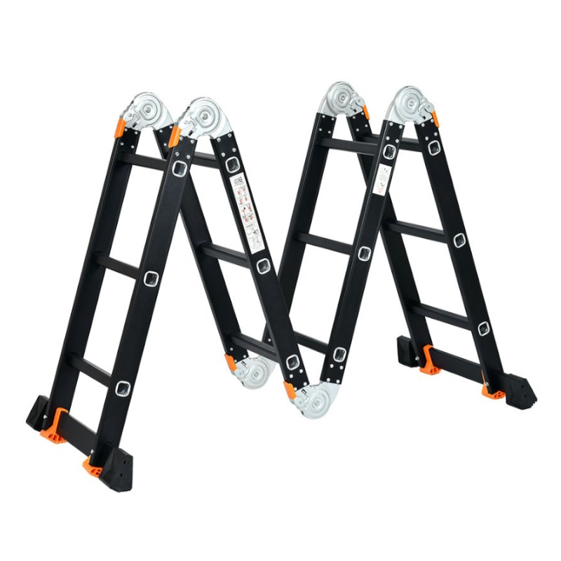 Лестница алюминиевая Startul ST9930-03, многофункциональные, 4х3 ступеней (стрем.-175 см, лестница -355 см, 12,3 кг, BLACK LINE в Кинешме
