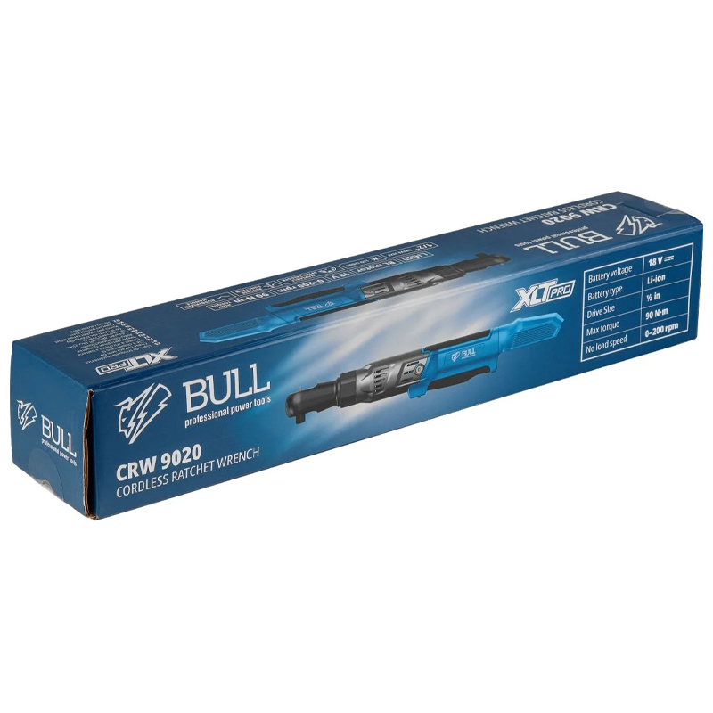 Аккумуляторная угловая трещотка (гайковерт) Bull CRW 9020 1333566 (90 Нм, 0-200 об/мин., LED)