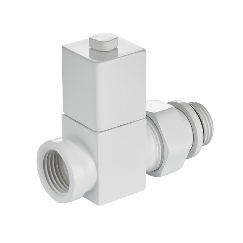 Набор дизайн-вентилей Royal Thermo CUBE НС-1422574, прямой, белый, 1/2"
