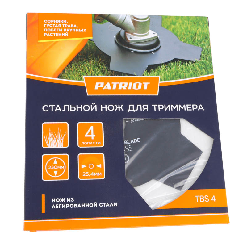 Нож для триммера Patriot TBS-4 809115205 (230x25,4 мм, 4 лопасти)