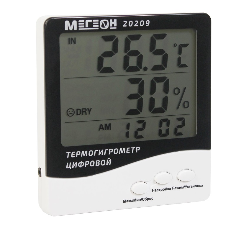 Цифровой термогигрометр Мегеон 20209 к0000016140 (настольный, с выносным датчиком, параметры влажности и температуры) в Угличе