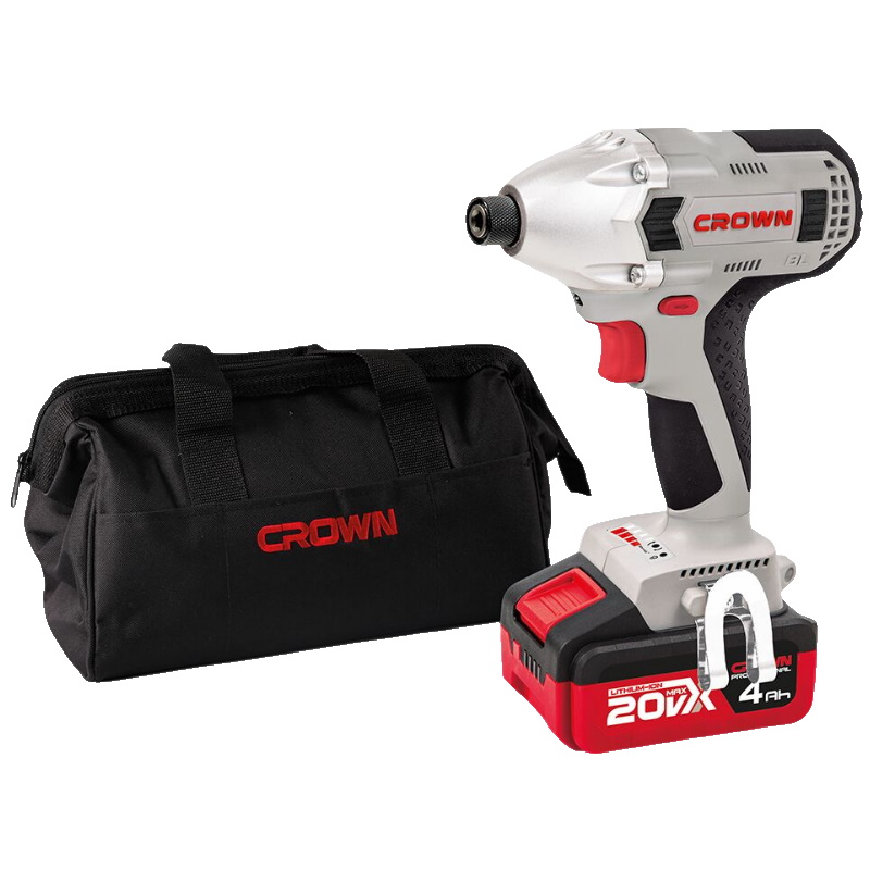 Винтоверт Crown CT22067HX-4S TB, ударный, аккумуляторный, бесщеточный, 20В, 1х4.0Ач в Коврове