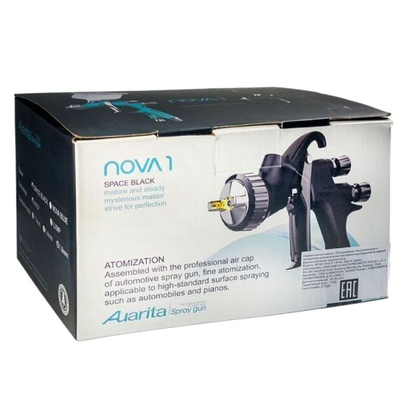 Краскопульт Auarita NOVA 1 39869, Black, 1.3 mm, HVLP, 280-340 л/мин, 2 бар, пятно 260-300 мм, 0.6 л в Туле