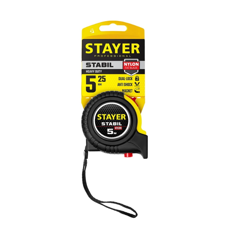 Рулетка профессиональная Stayer STABIL 34131-05-25_z02 с двухсторонней шкалой 5мх25мм  в Александрове