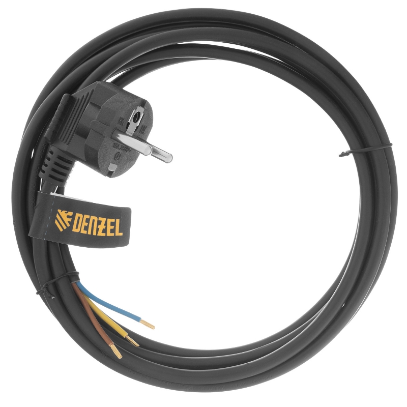 Шнур сетевой Denzel Energy Series 37667, ПВС, 3 м, 3х1 мм, с неразборной вилкой, черный в Муроме