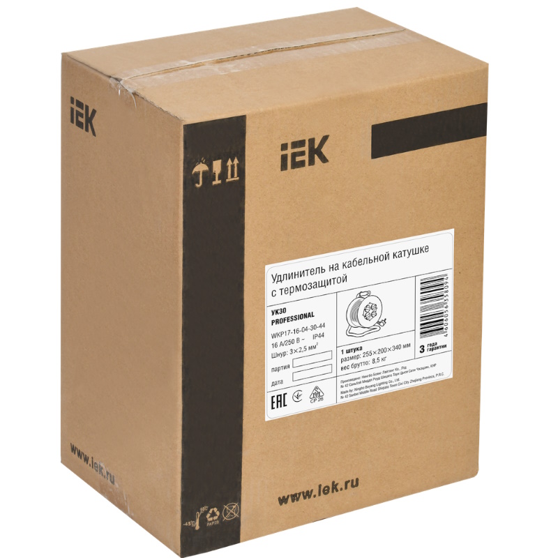 Катушка IEK PROFESSIONAL УК30 WKP17-16-04-30-44, 2P+PE/30м, КГ 3х2,5мм2, IP44 в Череповце