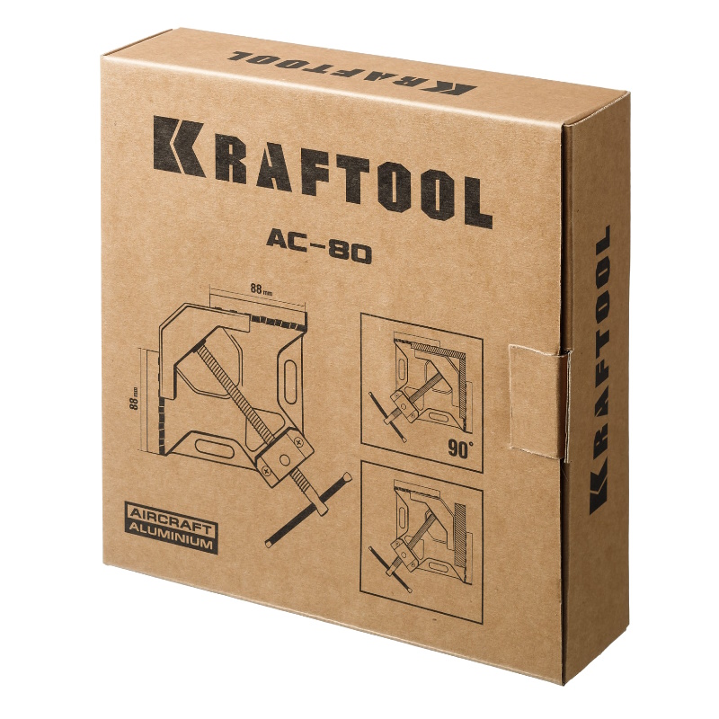Угловая струбцина алюминиевая Kraftool AC-80 32202 глубина зажима 70 мм  в Иваново