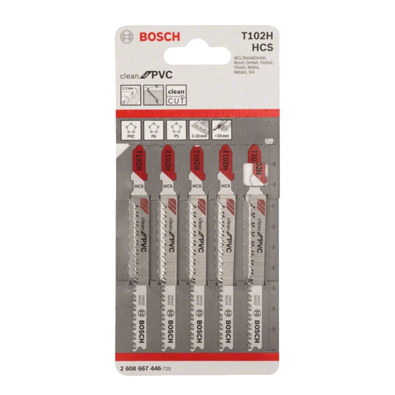 Пилки для лобзика Bosch T 102 H CleanPVC 2.608.667.446 (5 шт.) в Рыбинске