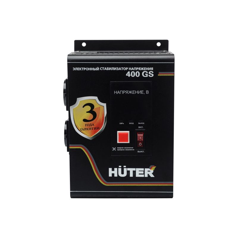 Стабилизатор напряжения Huter 400GS 63/6/12 (для дачи, однофазный, настенная установка, диапазон входа 110-260 вольт, 350 ВА)