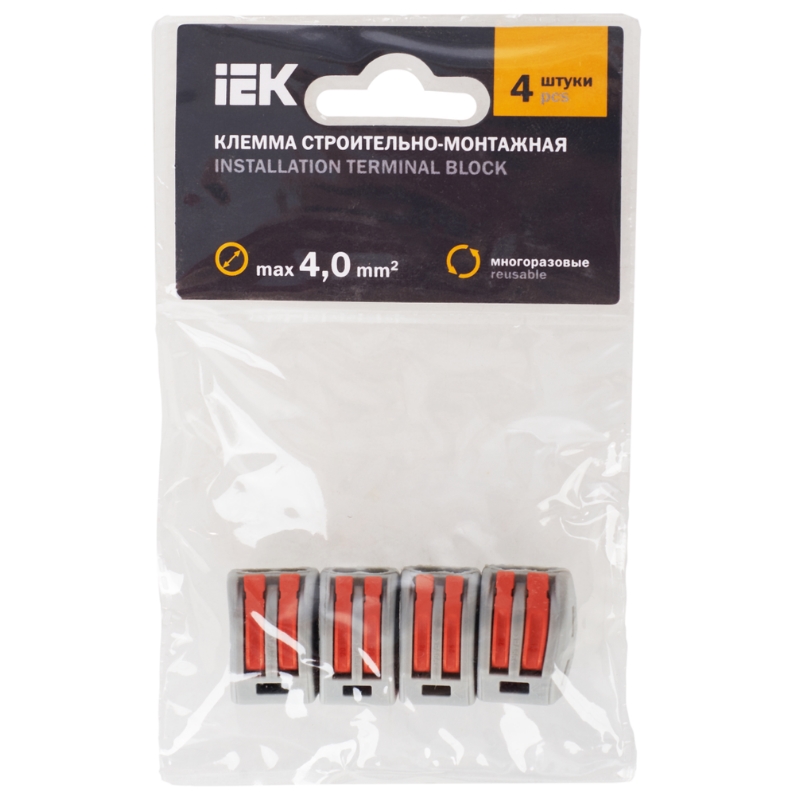Строительно-монтажная клемма IEK СМК 222-412 UKZ-004-412, (4шт/упак)