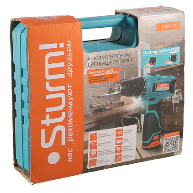 Аккумуляторный шуруповерт Sturm CD1240C, BatterySystem12V в Рыбинске