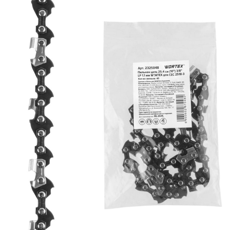 Пильная цепь Wortex 2325048, для CEC 2518-3, 25.4 см, 10",  3/8" LP, 1.1 мм  в Коврове