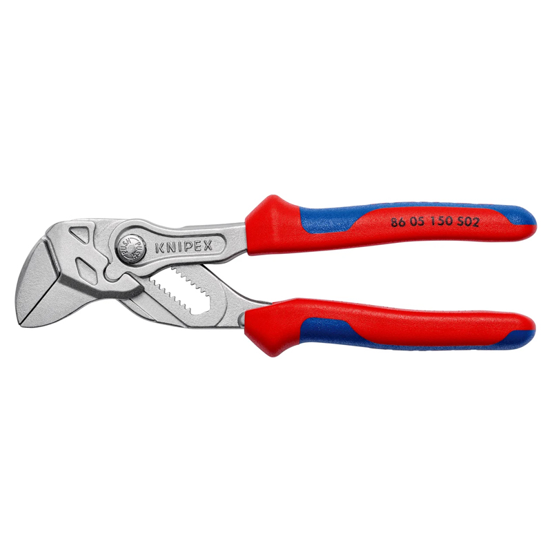 Клещи переставные-гаечный ключ Knipex KN-8605150S02 зев 27 мм, длина 150 мм, губки с насечками, хром, 2-комп ручки