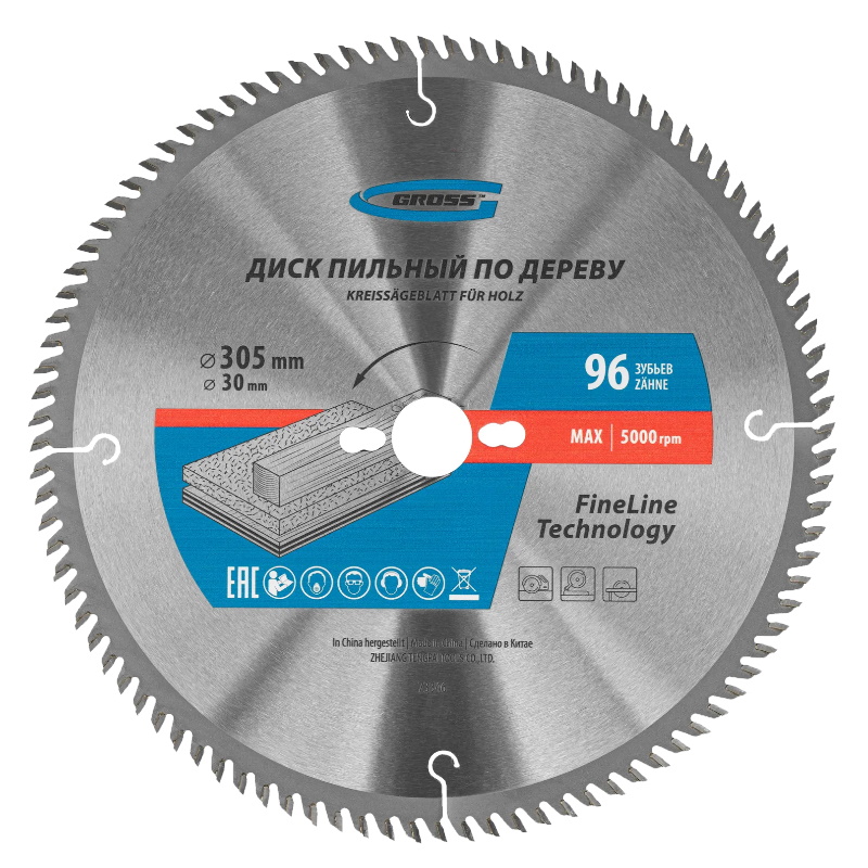 Пильный диск по дереву Gross 73346 305х30х96Т